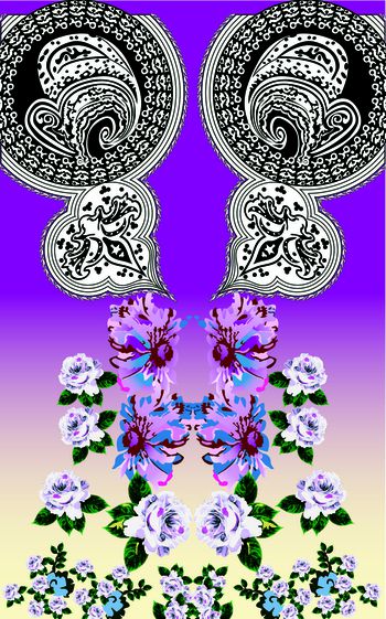 手绘  定位  腰果花印花华亿平台图片