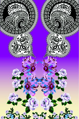 手绘  定位  腰果花印花华亿平台图片