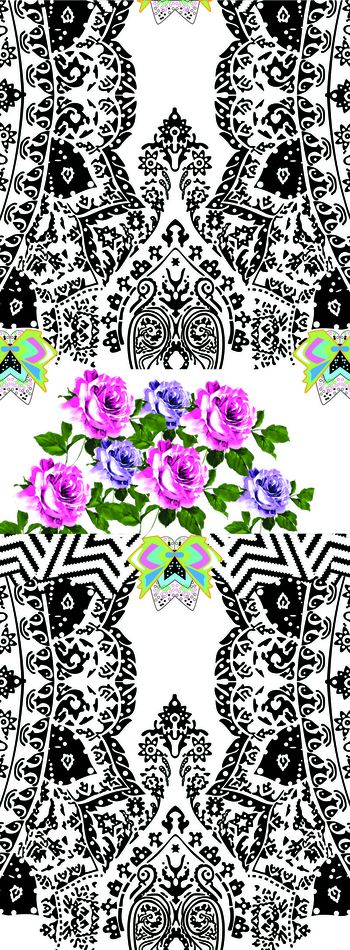 手绘 花卉 定位印花华亿平台图片