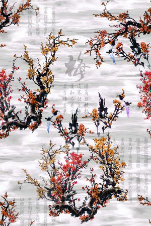 水彩  写意 中国风印花华亿平台图片