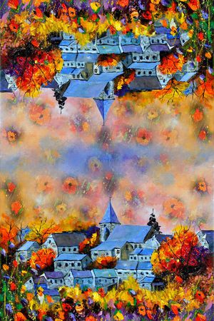 风景画印花华亿平台图片