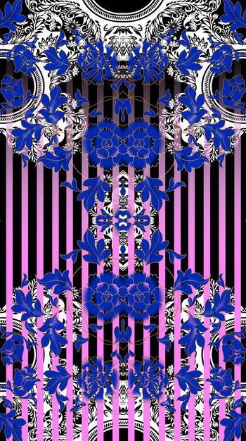 491221-民族格调花纹几何条纹组合女装连衣裙