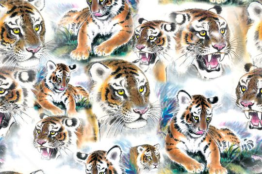 动物老虎印花华亿平台图片