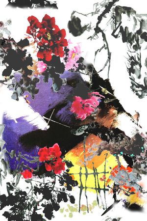 抽象色块印花华亿平台图片