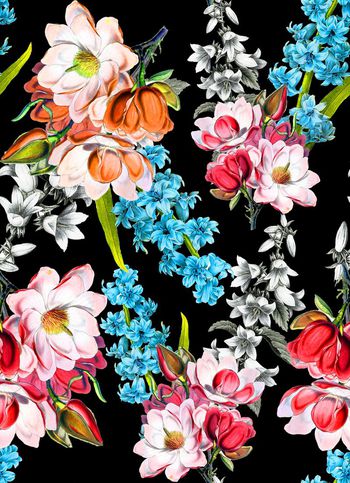 491800-流行时尚手绘花卉印花