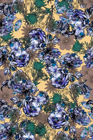 花卉女装连衣裙印花华亿平台图片