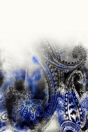 墨水蓝印花华亿平台图片