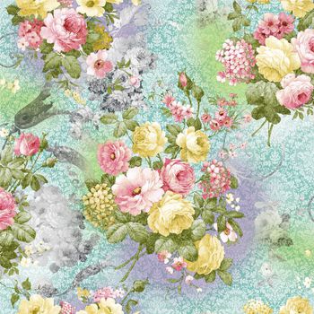 团花繁花印花华亿平台图片