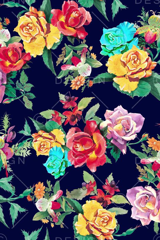 手绘 写实 水彩印花华亿平台图片