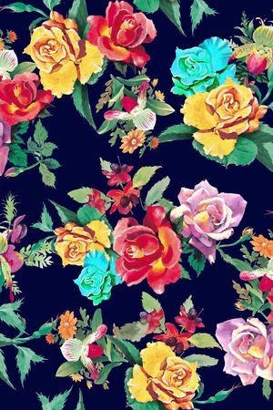 手绘 写实 水彩印花华亿平台图片