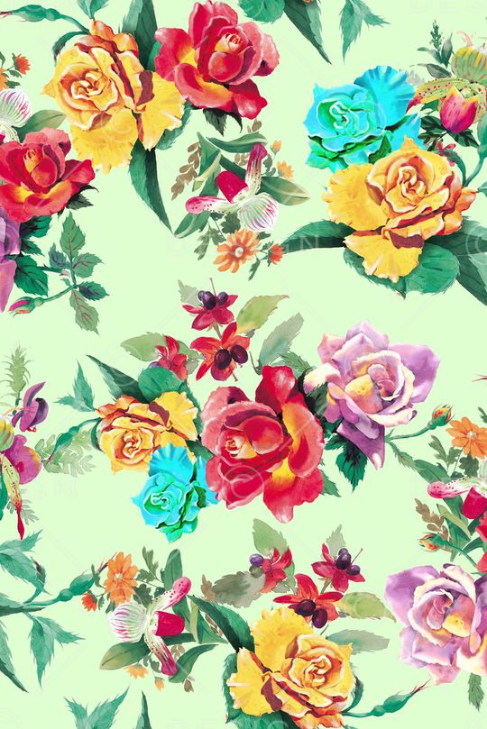 手绘 写实 水彩印花华亿平台图片