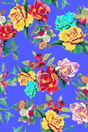 手绘 写实 水彩印花华亿平台图片