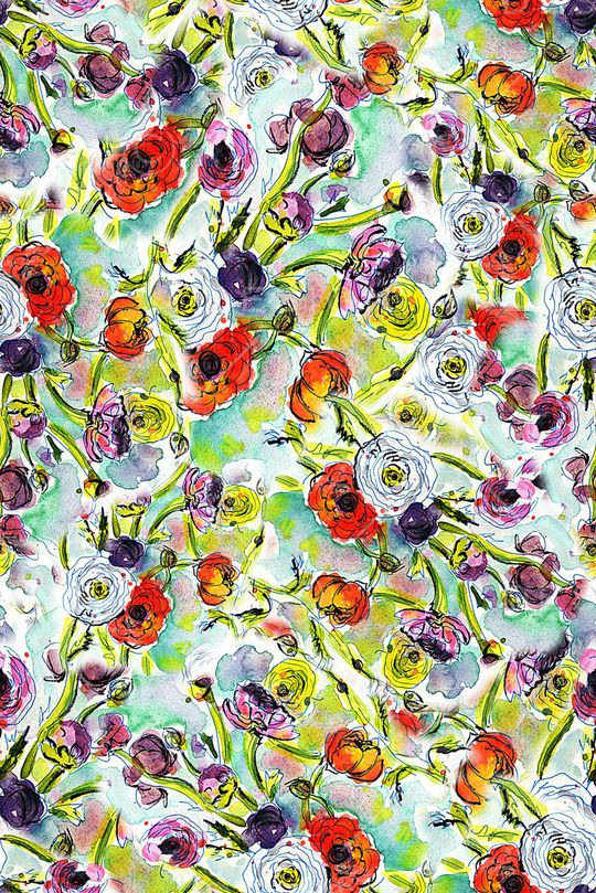 秋冬花卉印花华亿平台图片