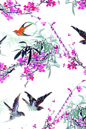 植物竹子印花华亿平台图片