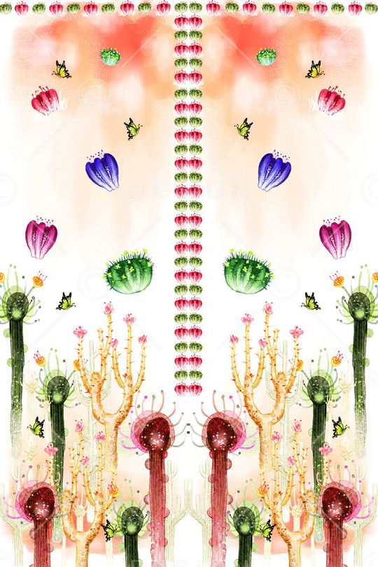 仙人掌印花华亿平台图片