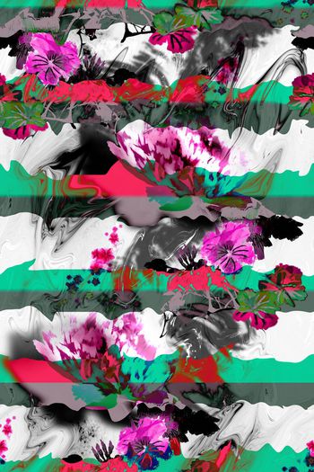 492270-彩色条纹中国风花卉图案