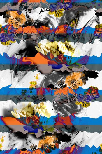 492271-彩色条纹中国风花卉图案