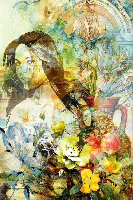 海报建筑人物画印花华亿平台图片