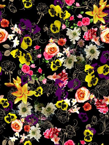 花卉印花华亿平台图片