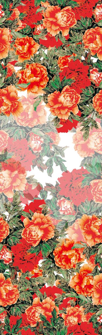 492459-中国风大花卉，满版牡丹花卉长围巾，