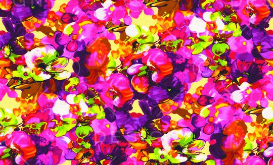 水彩花印花华亿平台图片