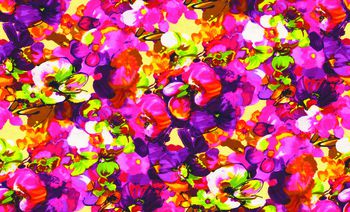 水彩花印花华亿平台图片