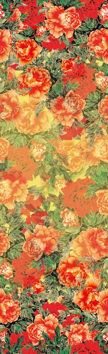 492499-中国风大花卉，满版牡丹花卉长围巾，