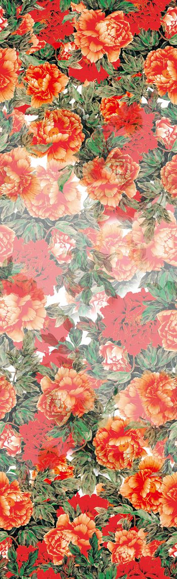 492500-中国风大花卉，满版牡丹花卉长围巾，