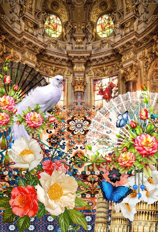 宫廷建筑印花华亿平台图片