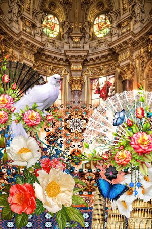 宫廷建筑印花华亿平台图片