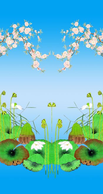 492612-定位中国风荷花梅花印花设计