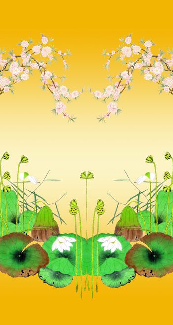 492613-定位中国风荷花梅花印花设计