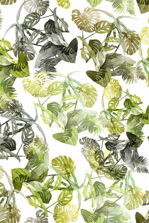 热带丛林手绘华亿平台印花华亿平台图片