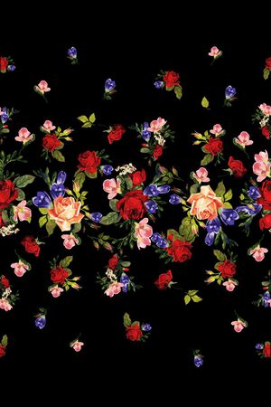 玫瑰 花卉 高贵 手绘 抽象 定位 散花 欧美印花华亿平台图片