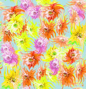 493505-	潮流时尚水彩花卉液化清爽印花