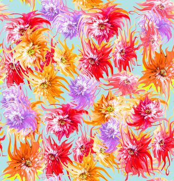 493507-	潮流时尚水彩花卉液化清爽印花