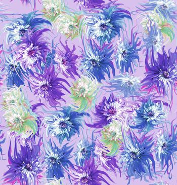 493509-	潮流时尚水彩花卉液化清爽印花