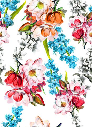 493530-流行时尚手绘花卉印花