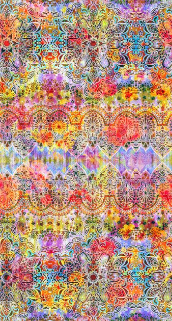 493626- 流行时尚梦幻几何花卉印花 -彩色