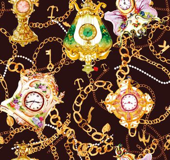 493905-	潮流时尚欧式宫廷风铁链珠宝组合印