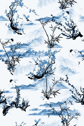 493935-清新中国风水墨梅花仙鹤女装图