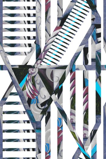 494020-休闲时尚 几何 抽象 油画 服装面