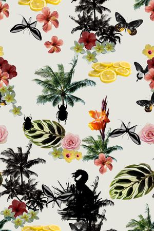 热带植物风格印花华亿平台图片