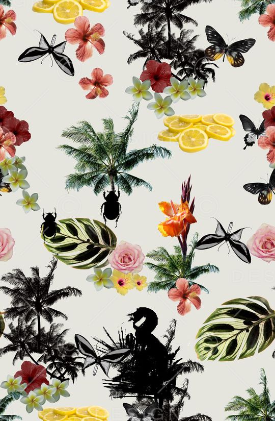 热带植物风格印花华亿平台图片