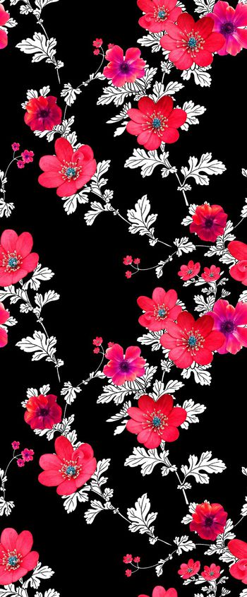 494317-流行时尚手绘枝蔓花卉印花-色彩系列