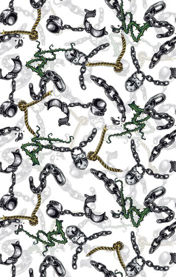 494380-潮流时尚铁链树藤数码印花