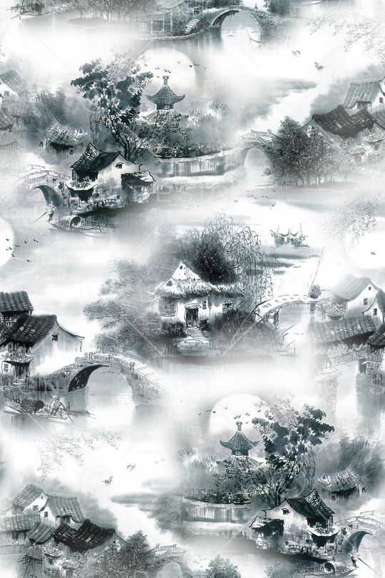 江南水乡印花华亿平台图片