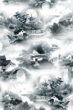 江南水乡印花华亿平台图片