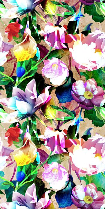 494572- 欧美流行时尚手绘怀旧花卉 女装连