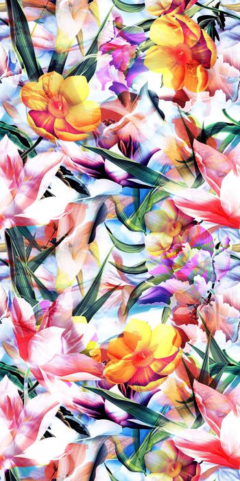 495117-欧美流行时尚手绘清新花卉 女装连衣